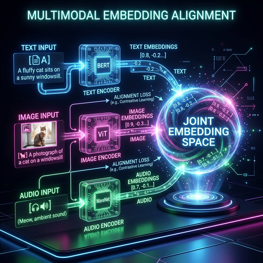 Multimodal AI: Text, Vision, and Audio Aligning text, image, and audio embeddings into a joint space